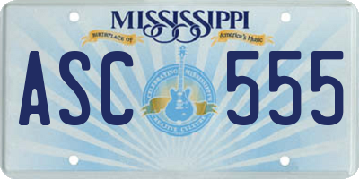 MS license plate ASC555
