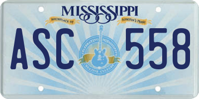 MS license plate ASC558