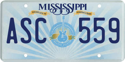 MS license plate ASC559