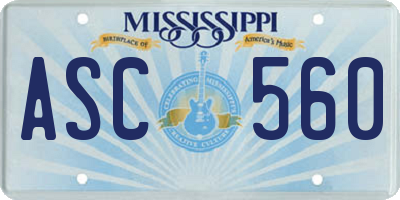 MS license plate ASC560