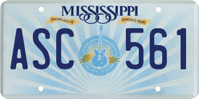 MS license plate ASC561