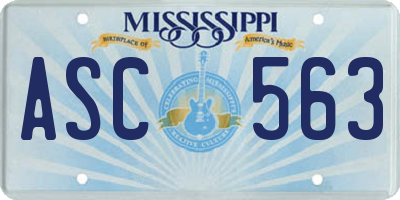 MS license plate ASC563