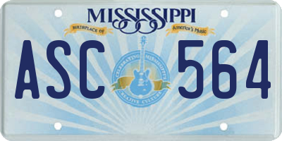 MS license plate ASC564