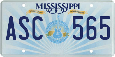 MS license plate ASC565