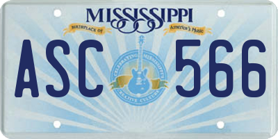 MS license plate ASC566