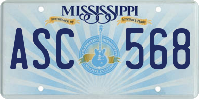 MS license plate ASC568