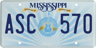 MS license plate ASC570