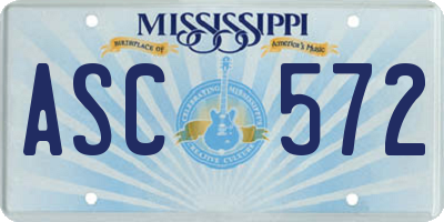 MS license plate ASC572