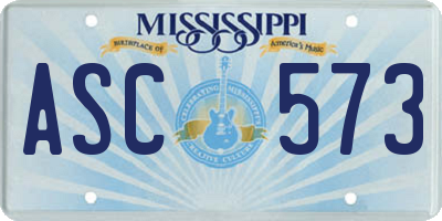 MS license plate ASC573