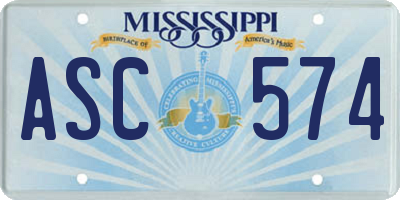 MS license plate ASC574