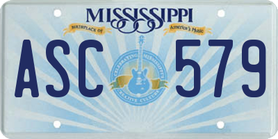 MS license plate ASC579