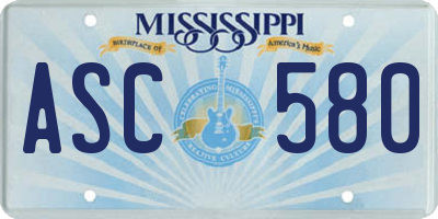 MS license plate ASC580