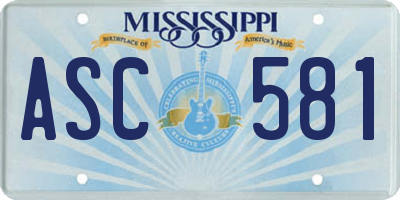 MS license plate ASC581