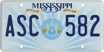 MS license plate ASC582