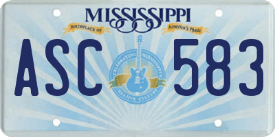 MS license plate ASC583