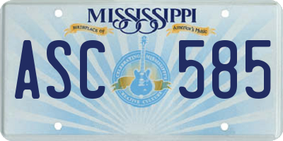 MS license plate ASC585