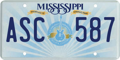 MS license plate ASC587