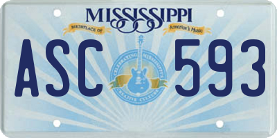 MS license plate ASC593