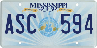 MS license plate ASC594