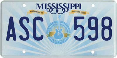 MS license plate ASC598