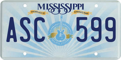 MS license plate ASC599
