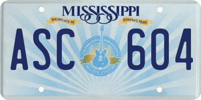 MS license plate ASC604