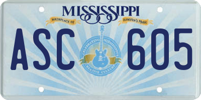MS license plate ASC605