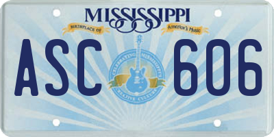 MS license plate ASC606
