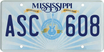 MS license plate ASC608