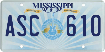MS license plate ASC610