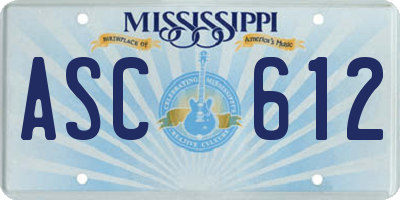 MS license plate ASC612