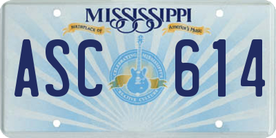 MS license plate ASC614