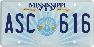 MS license plate ASC616