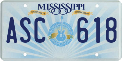 MS license plate ASC618