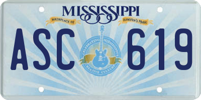 MS license plate ASC619