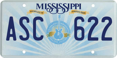 MS license plate ASC622