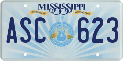 MS license plate ASC623