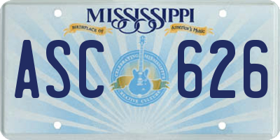 MS license plate ASC626