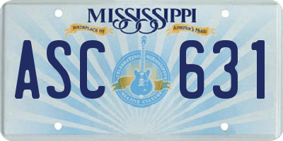 MS license plate ASC631