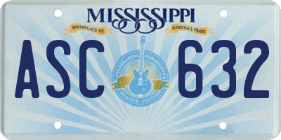 MS license plate ASC632