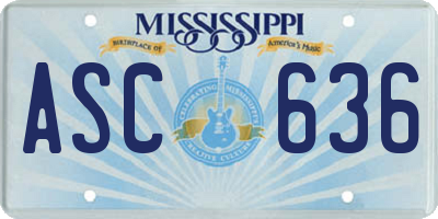 MS license plate ASC636