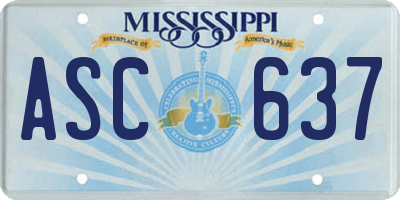 MS license plate ASC637