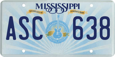 MS license plate ASC638