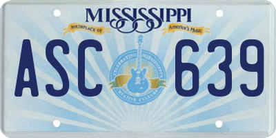 MS license plate ASC639