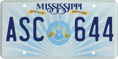 MS license plate ASC644