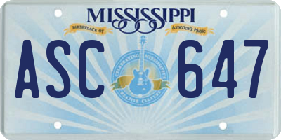 MS license plate ASC647