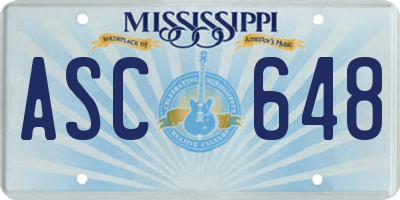 MS license plate ASC648