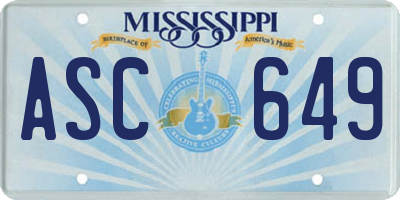 MS license plate ASC649