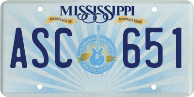 MS license plate ASC651