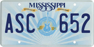 MS license plate ASC652